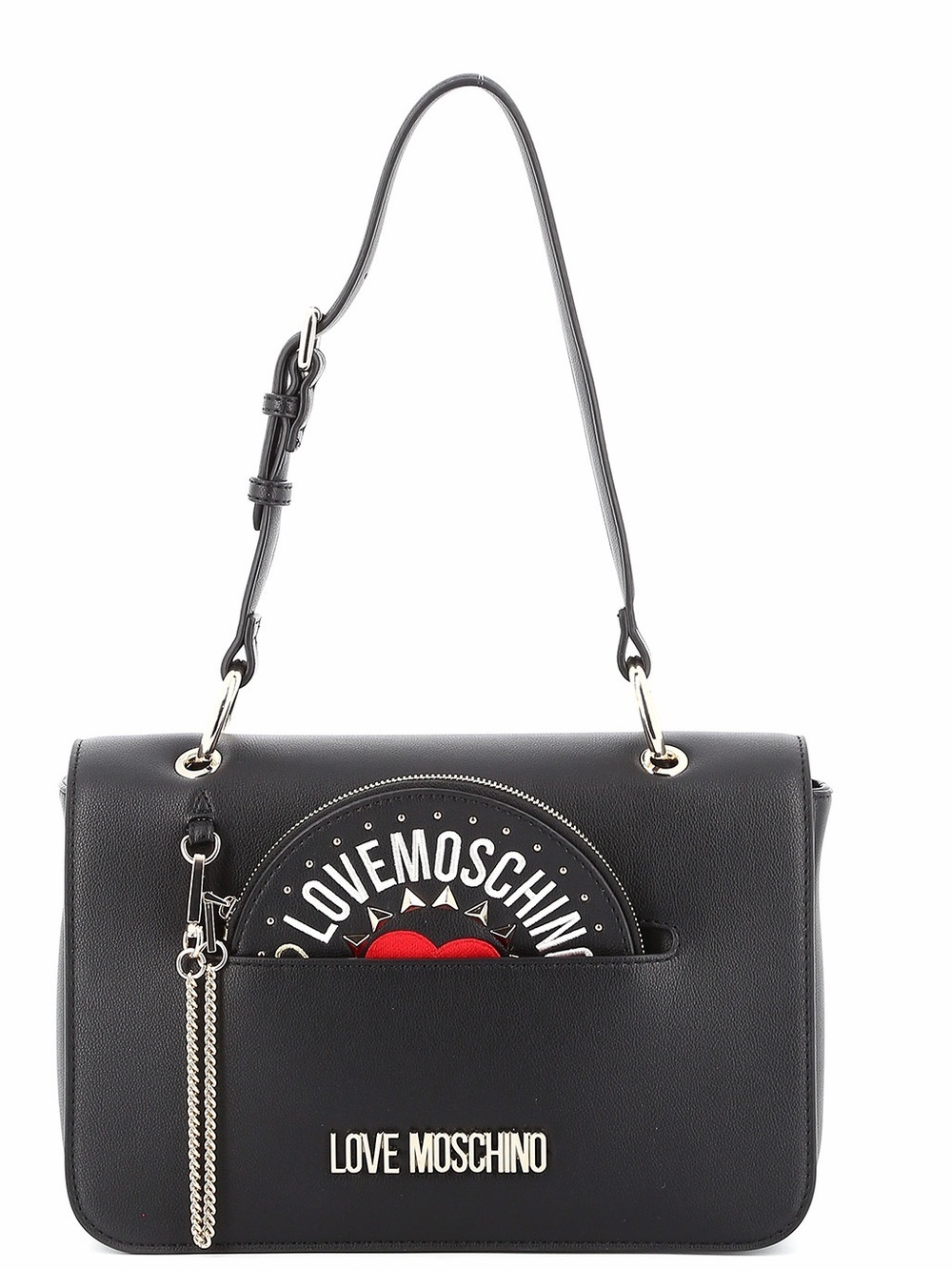 Love Moschino Black Crossbody with Red Heart Patch purse